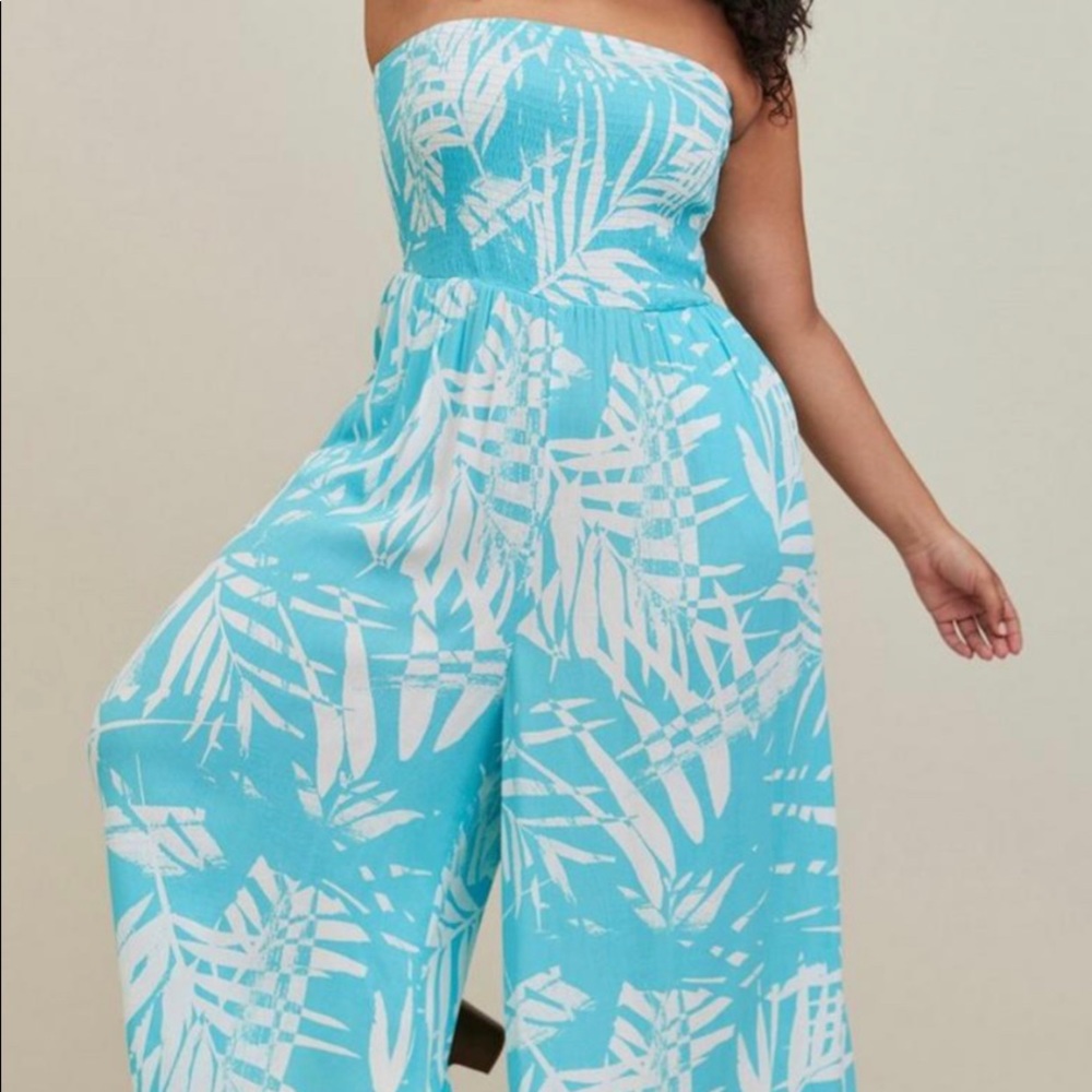 Tropical Gauze Jumpsuit - Strapless